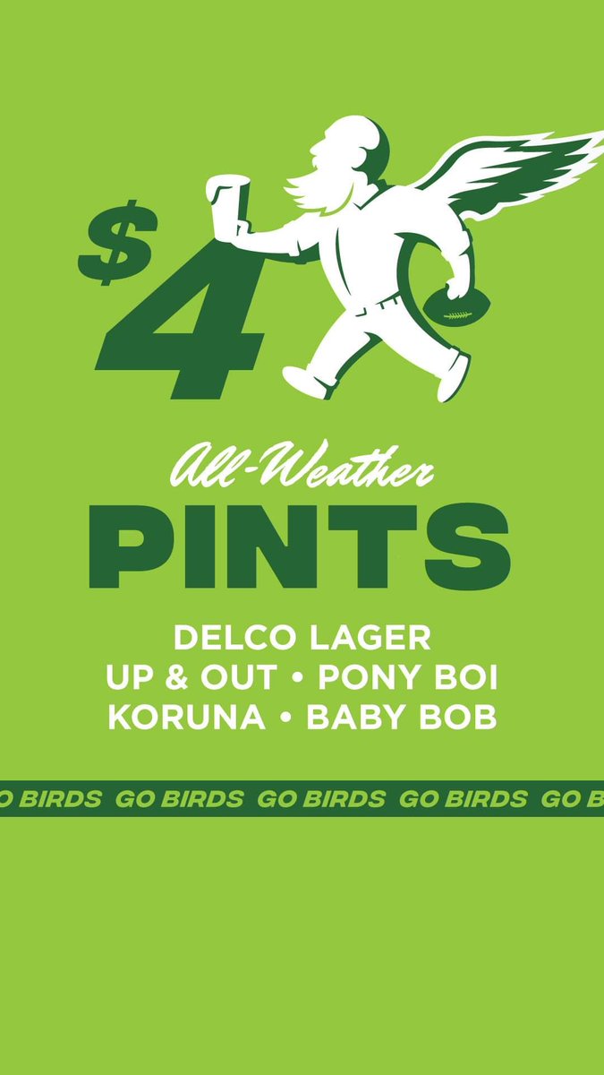 🦅 FLY EAGLES FLY! 🦅 

$4 All Weather Pints from 8 PM to Close at 2SP Tap House! Let’s go Birds! 🏈 #2sptaphouse #2spgroup #flyeaglesfly  @Eagles #beergoals