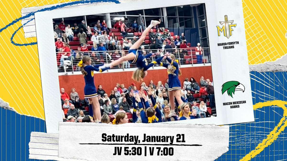 💙💛 Another road trip tonight to Macon to take on the Meridian Hawks! Let’s go, Trojans! 💛💙