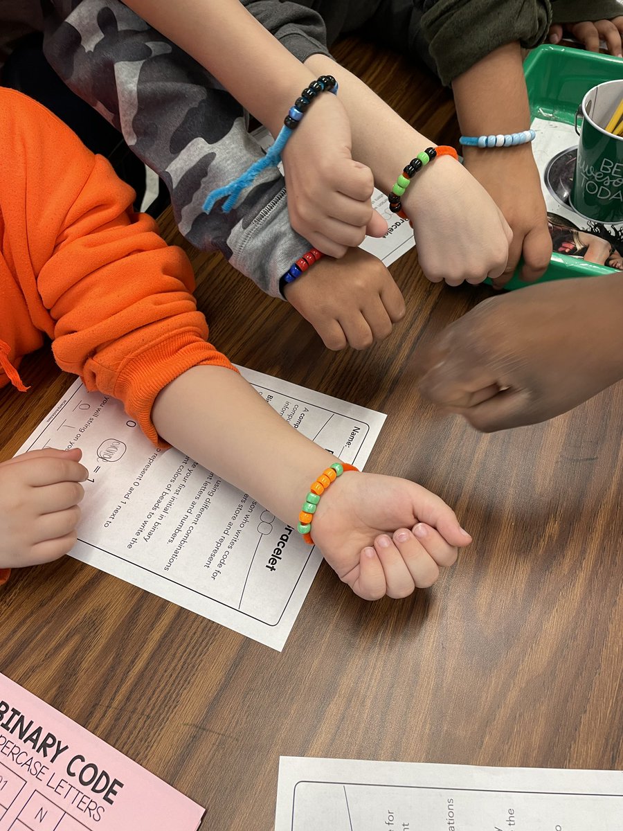mrsishamscience's tweet photo. We learned how symbols and codes can be used for communication. After translating a message in Morse Code, we made Binary Coding Bracelets. Thanks @carlyandadam! #tatescience https://t.co/eMMeEeIKE9