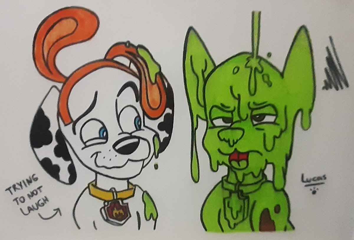 danny_dalmatian's tweet photo. bunny ears Marshall and green slimed Chase #pawpatrol #pawpatrolfanart #ChineseNewYear #YearOfTheRabbit https://t.co/ZmoE6ATQ4r