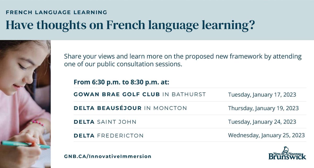 ChrisCollins506's tweet image. Here is a challenge to @saintjohnrt @WhatsUpSaintJoh @CityFredericton. Can you get more than Moncton’s 450+ people out to the NB Gov French Immersion meetings and ensure it’s a forum and not a World Cafe? #savenbfrenchimmersion