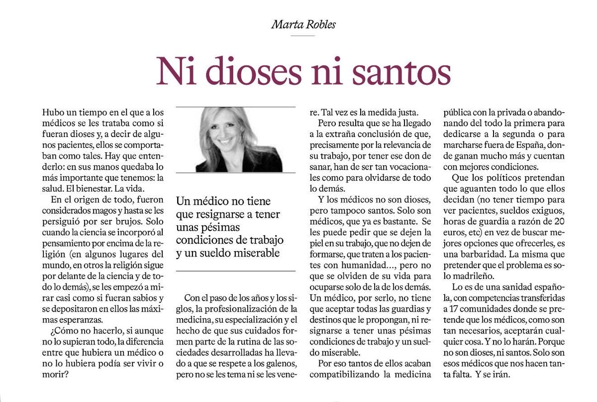 “Un médico, por serlo, no tiene que aceptar todas las guardias y destinos que le propongan, ni resignarse a tener unas pésimas condiciones laborales y un sueldo miserable” Marta Robles ⁦<a href="/UsuariosanidadM/">UsuariosanidadMurcia</a>⁩ ⁦<a href="/cesm_sindicatos/">CESM</a>⁩ ⁦<a href="/AngelaAmyts/">Angela Hernández Puente 👩🏽‍⚕️</a>⁩ ⁦<a href="/amytsmedicos/">AMYTS</a>⁩