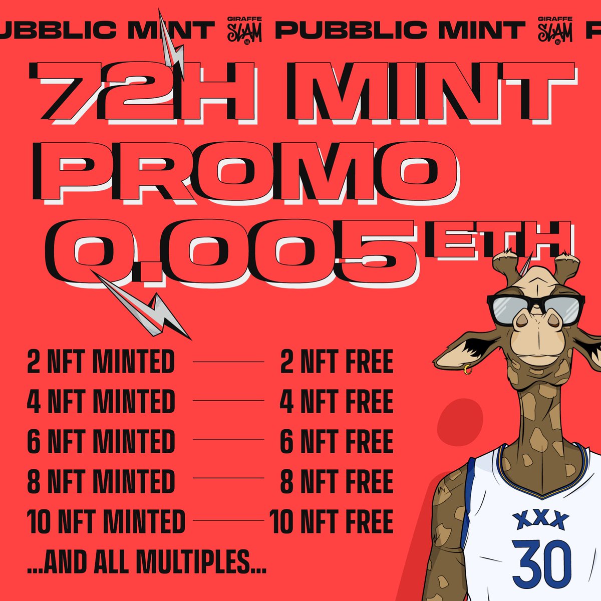 🔥 Last 24 hours until Promo and Mint close🔥

🚀 Last 399 To Sold out🚀

Mint your Giraffe Slam #NFT here: mint.Hakaji.io

✅ RT + Tag Friends