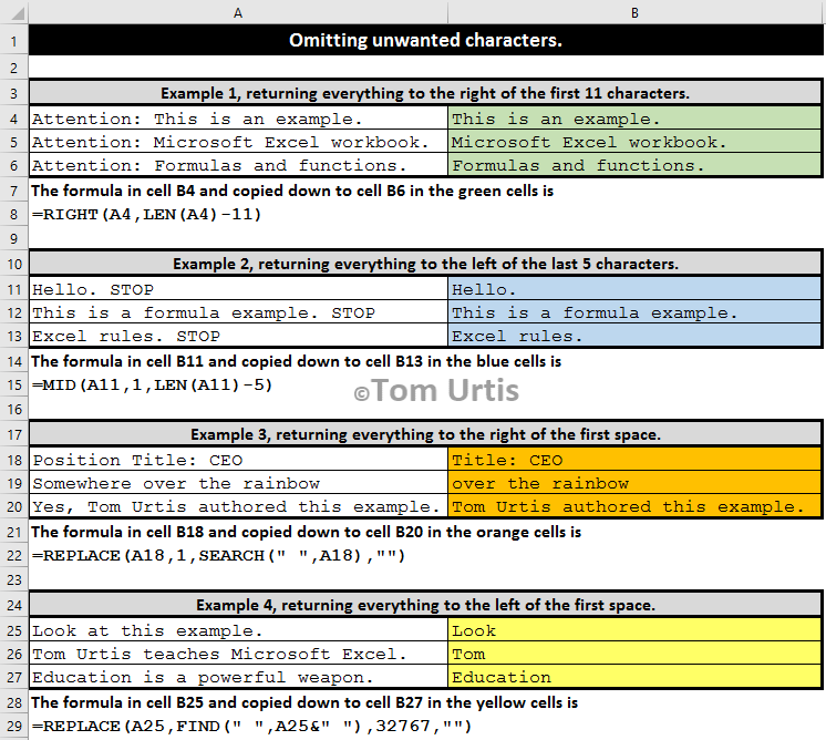 TomUrtis's tweet image. Omitting unwanted characters from a string. #TomsTips4Excel