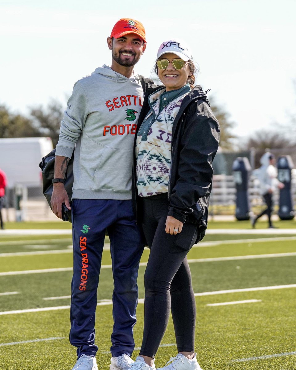 AliaPueblo's tweet photo. still an EQ wifey &amp; having so much fun 🧡

#XFL2023 
#SeattleSeaDragons https://t.co/tehD2PYNcL