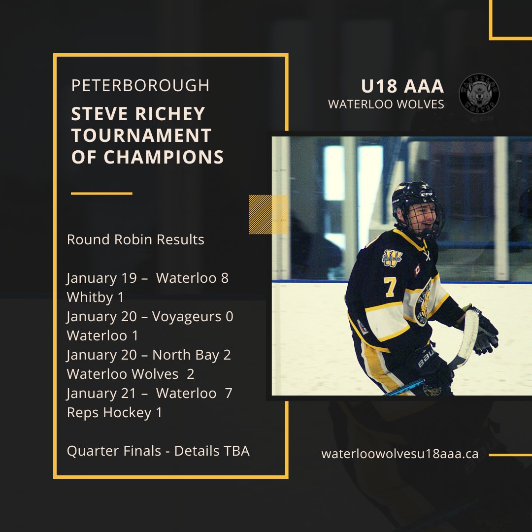 watwolvesu18aaa's tweet image. Early morning game at the Steve Richey Tournament &amp;amp; another win for the Wolves (7-1 over Reps Hockey). Semi-Final match-ups TBD. Shoutout to #7 Joey Brehmer with 4 (!) goals. Great Round Robin results, guys! @alliance_hockey @Waterloo_Wolves @PetesAAATourny #U18AAA #gowolvesgo