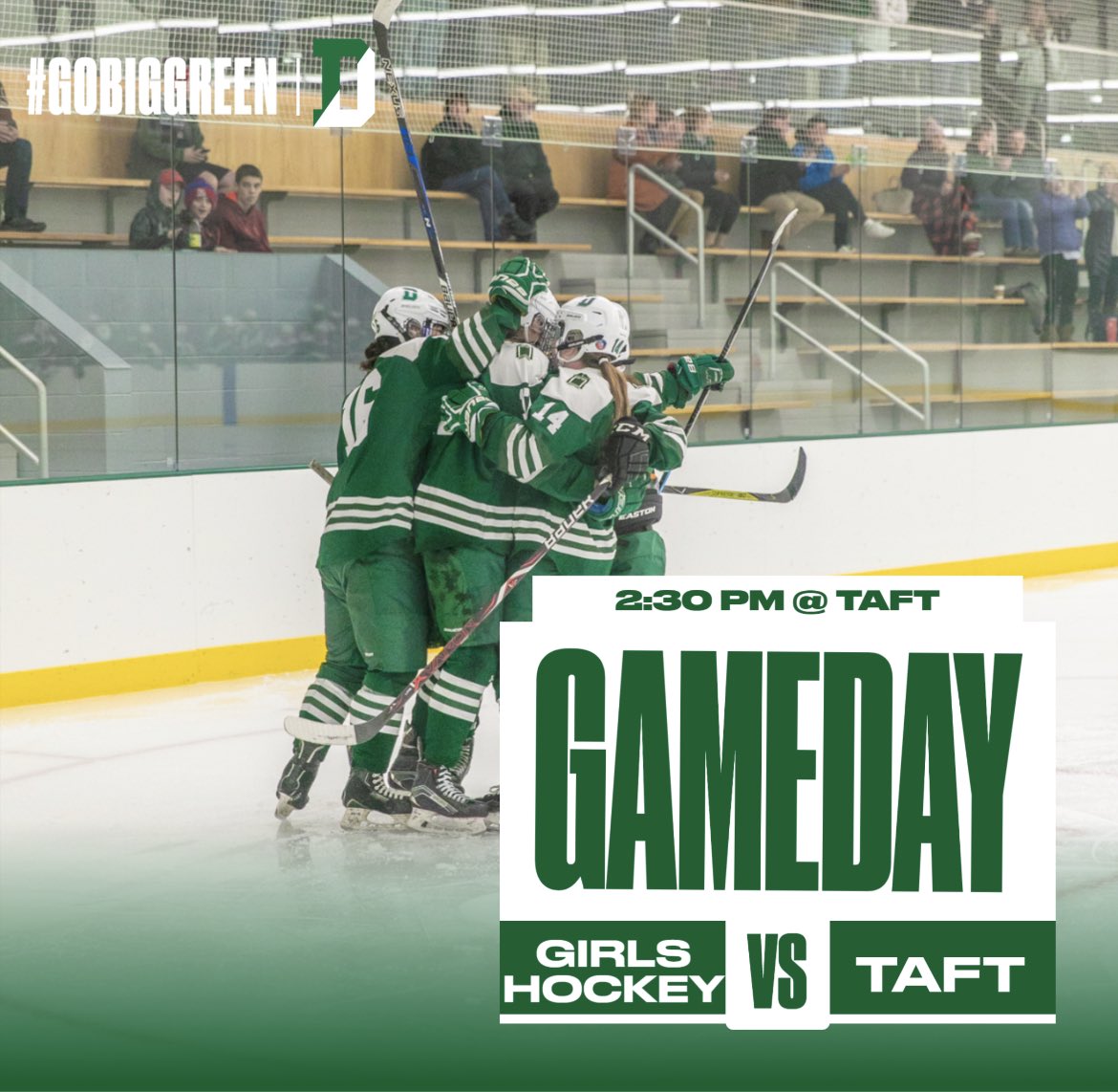 Tune in to support the Big Green as we take on @TaftGirlsHockey at 2:30!