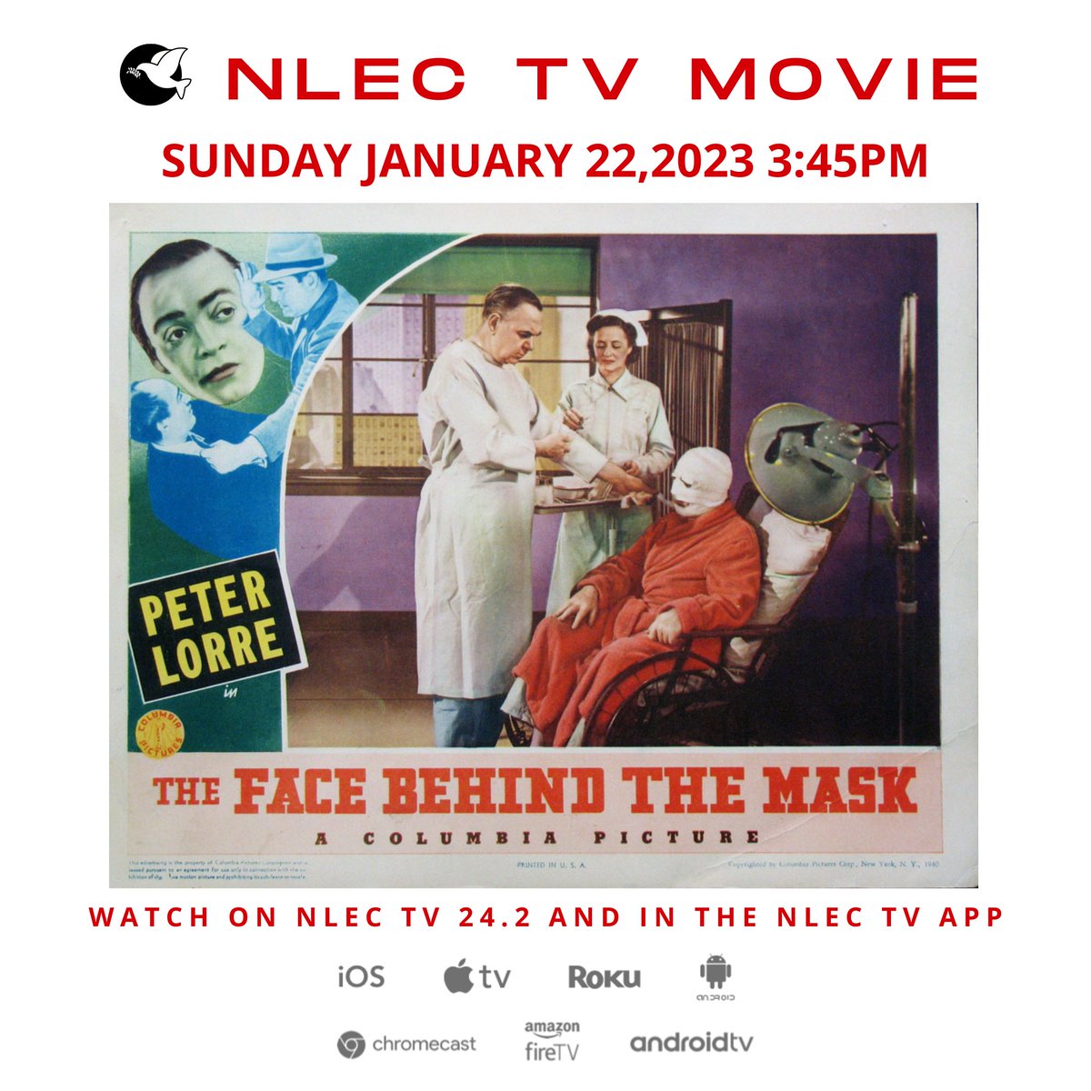 NLECTV's tweet photo. A disfigured watch-maker with a grudge against society embarks on a life of crime. #TheFaceBehindTheMask #PeterLorre #donbeddoe #evelynkeyes #crimemovie #crimemovies #filmnoir #dramamovie #DramaMovies #classicmovie #classicmovies #movie #movies
https://t.co/pdMAk62vVa https://t.co/r2s3e5Opn9