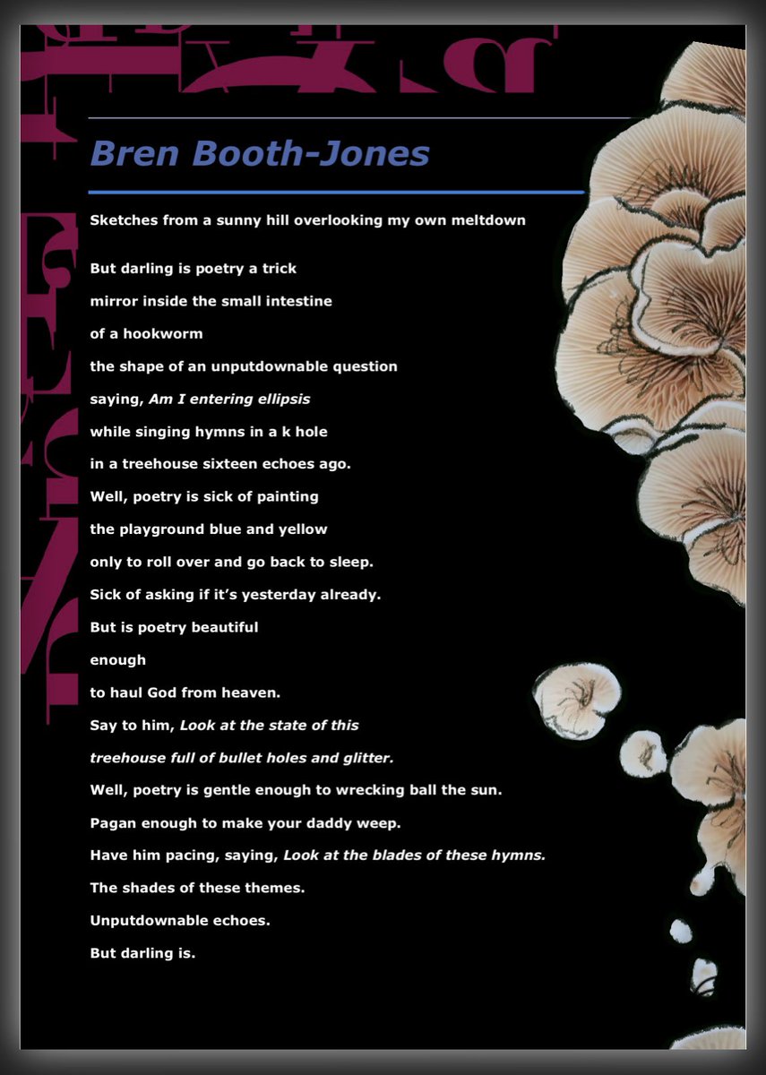 Bren Booth-Jones (@brendonboothjo1) on Twitter photo A few weeks ago <a href="/OutcastPress/">Outcast Press</a> published their last poetry issue and I wanted to share my piece, <a href="/muller_aj/">Amy-Jean Muller</a>’s incredible artwork and some words by writers I admire! A few weeks ago <a href="/OutcastPress/">Outcast Press</a> published their last poetry issue and I wanted to share my piece, <a href="/muller_aj/">Amy-Jean Muller</a>’s incredible artwork and some words by writers I admire!