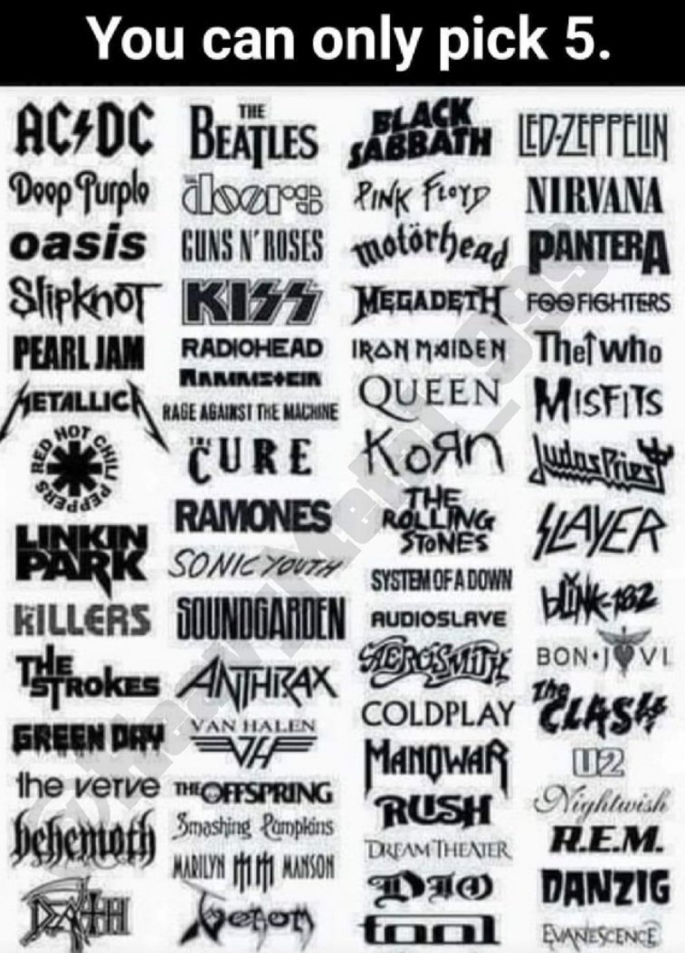 What 5 bands do you choose?