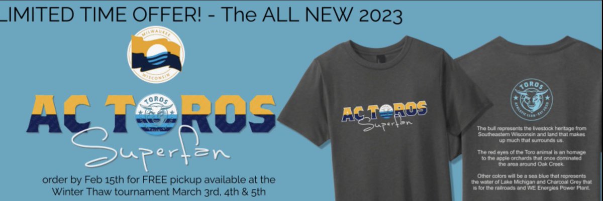 TorosSoccer's tweet photo. !!Attention - Limited Time!! Follow the link to our @TorosSoccer SuperFan shirt of 2023 #actoros #gear #merch https://t.co/bNVU1KzHXG https://t.co/V4NwyRu0cW