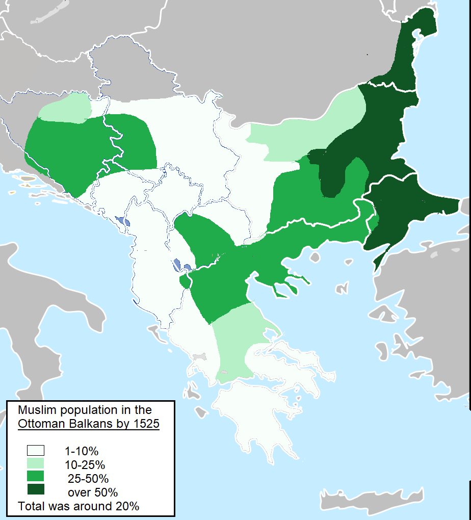 % of the Muslim population in southeast Europe by 1525 based on Ottoman fiscal surveys.