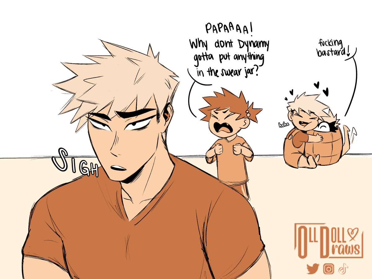 (2/2) Katsuki loves all two and a half of his kids very dearly 🧡 