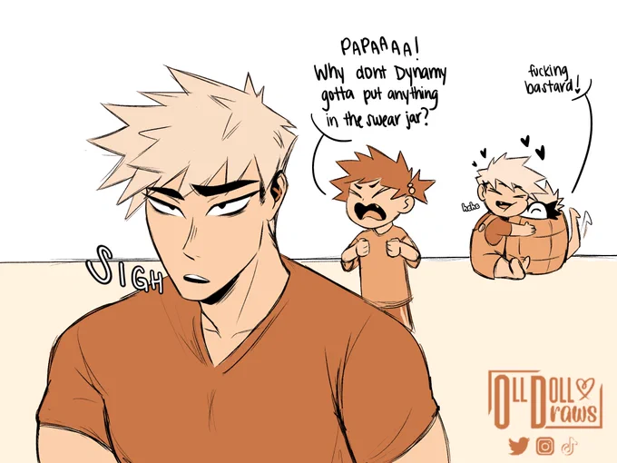 (2/2) Katsuki loves all two and a half of his kids very dearly 🧡 