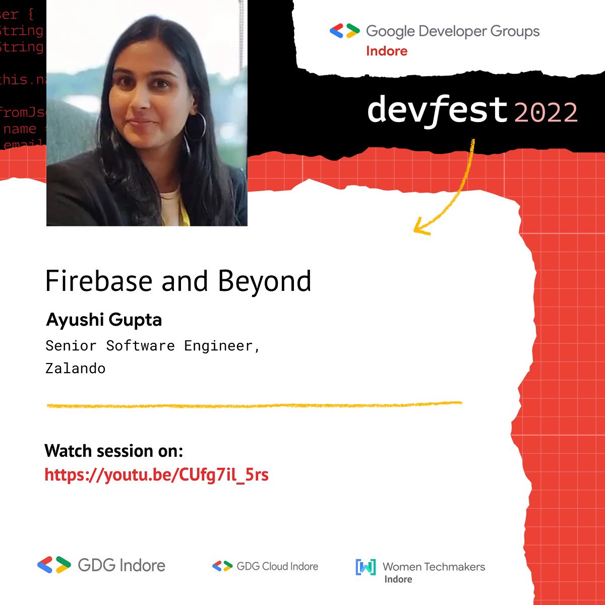 GDG_Indore's tweet photo. The video entails @DroidyAyu sharing her insights on "Firebase and Beyond". Take a look at how the expert describes the need of the hour for the product and shares her experience on challenges with remote config.
Check out
https://t.co/PCWM2XYFug
#devfestindore2022 #gdgindore https://t.co/62XdhxLRCJ