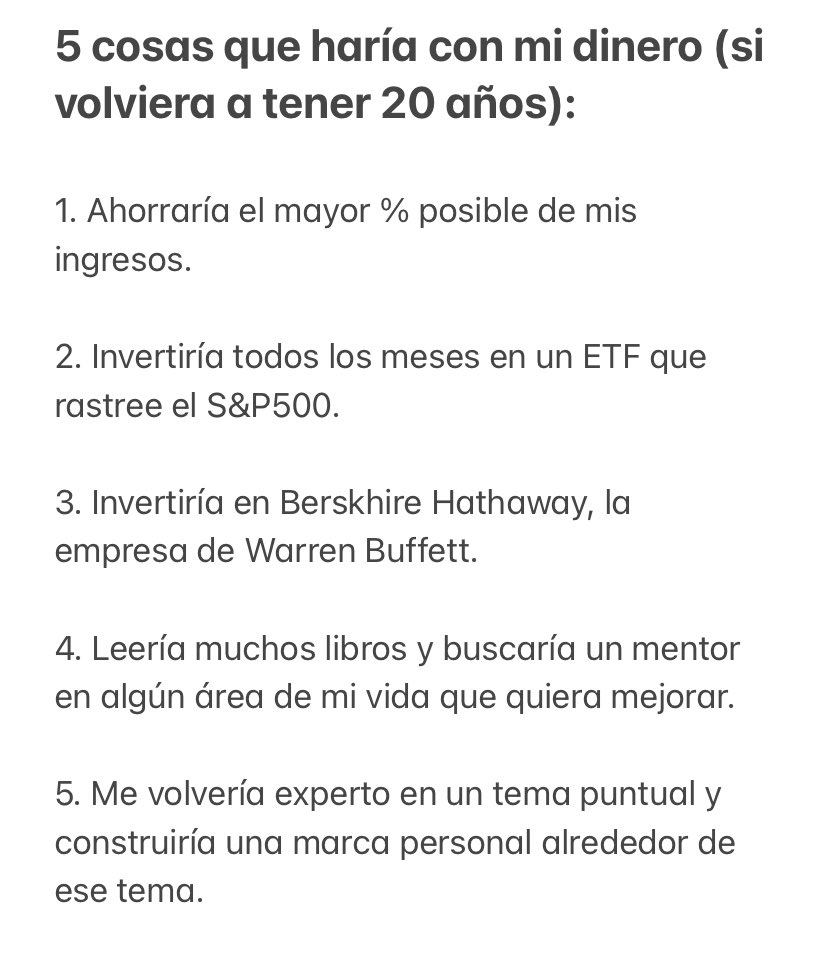 MPFinanzas's tweet photo. 5 cosas que haría con mi dinero (si volviera a tener 20 años: https://t.co/mC51Ka3IU2