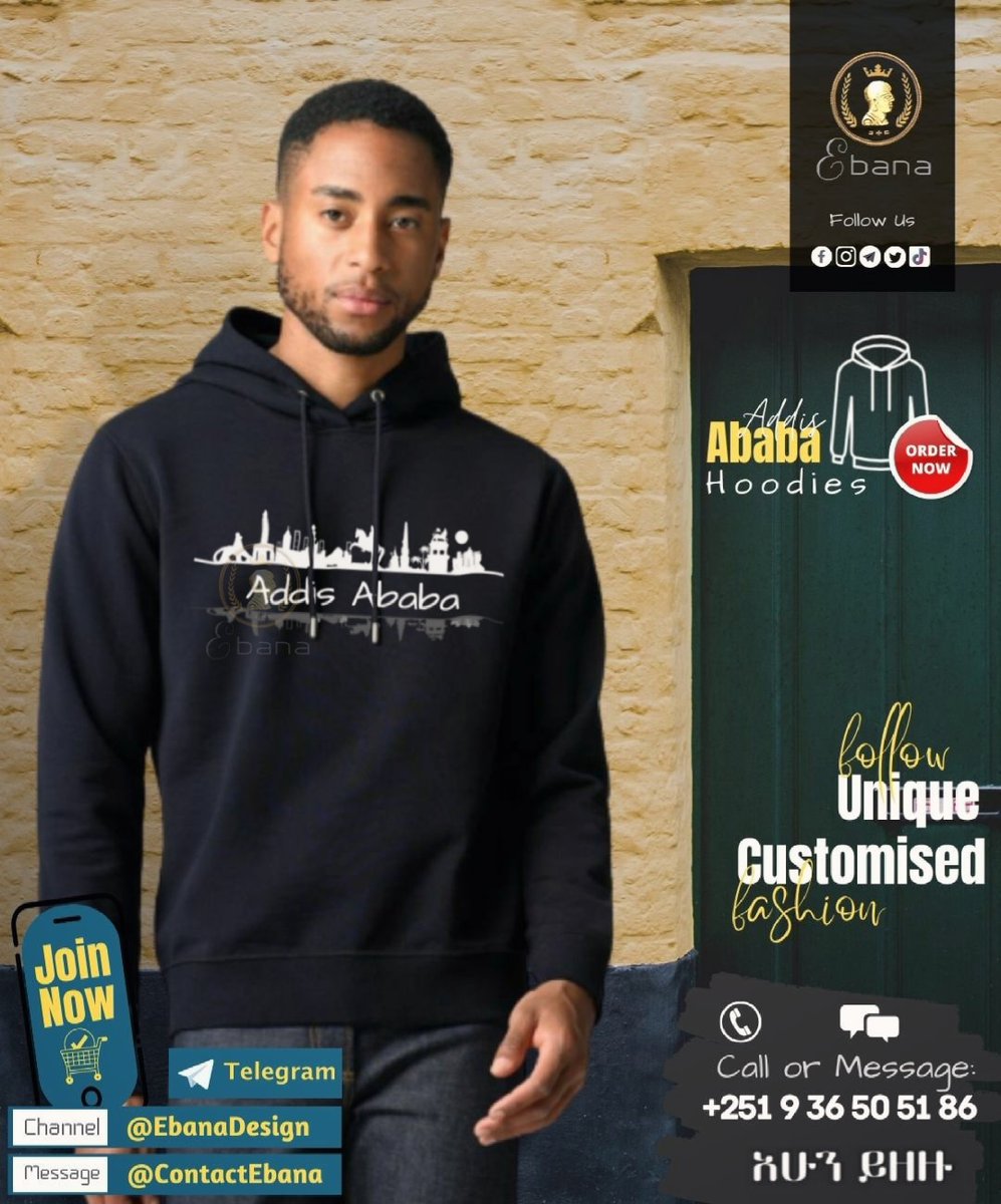 EbanaDesigns's tweet photo. ♡  አዲስ  አበባ 🗽 𝙃𝙤𝙤𝙙𝙞𝙚𝙨 🧥
   💯 ኳሊቲ ባለቆብ ሹራቦች! 💯
             👑 🅔🅑🅐🅝🅐 👑

🏛️ Order @EbanaDesigns 👑 
አሁኑኑ ደውለው/ሜሴጅ አድርገው ይዘዙ!
Call: 📞 +251 9 36 50 51 86
#Ebana #Ethiopia #AddisAbaba https://t.co/NmugfI7bJv