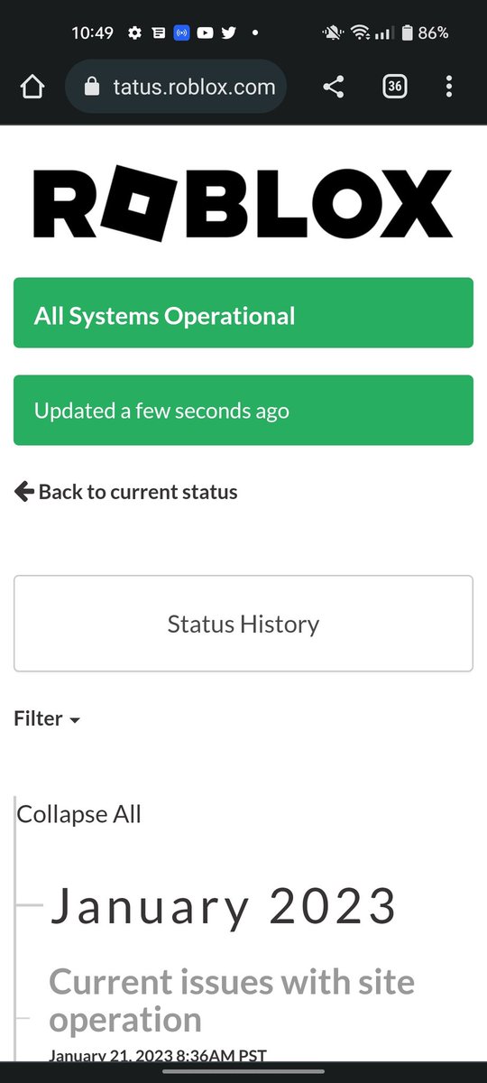 RobloxStatusESP's tweet image. Roblox ya informo que todos los servicios incluidos las apps y sitio web ya están funcional por ahora...: Checa más información en status.roblox.com