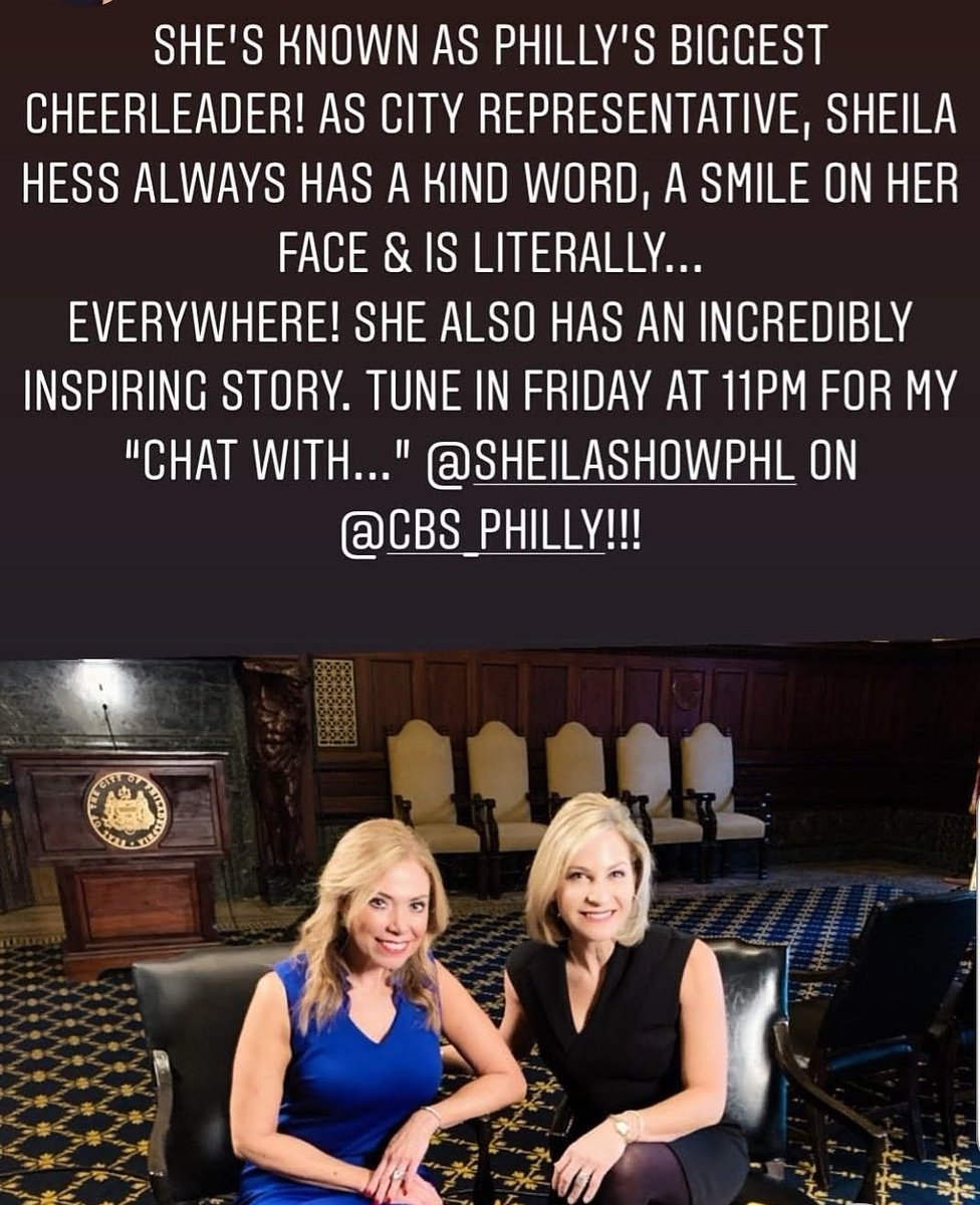 SheilaShowPHL's tweet photo. A photo memory popped up today from 3 years ago, when I had the honor to be interviewed by
@JessKartalija @CBSPhiladelphia for her special segment #AChatWith. Such a great day & a friendship created!
Thank you Jess for telling my personal & professional story as @PhillyCityRep. https://t.co/bNwyqIa2KJ