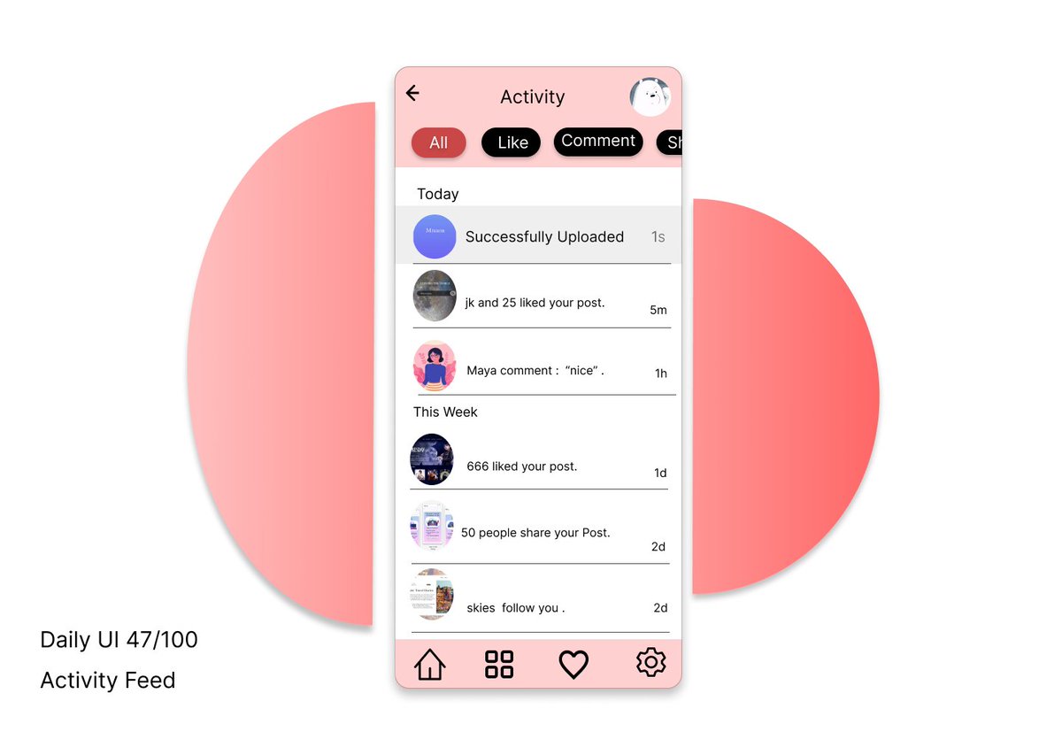 bairaginikita11's tweet photo. Check out new work on my @Behance profile: "Daily UI 047/100 Activity Feed" https://t.co/UktHPHzD31 
#DailyUI #figma #uidesign #uxdesign #ux #UI #uxui #uiuxdesign #design #userexperience #userinterface #activityfeed https://t.co/AAWisgOvQX
