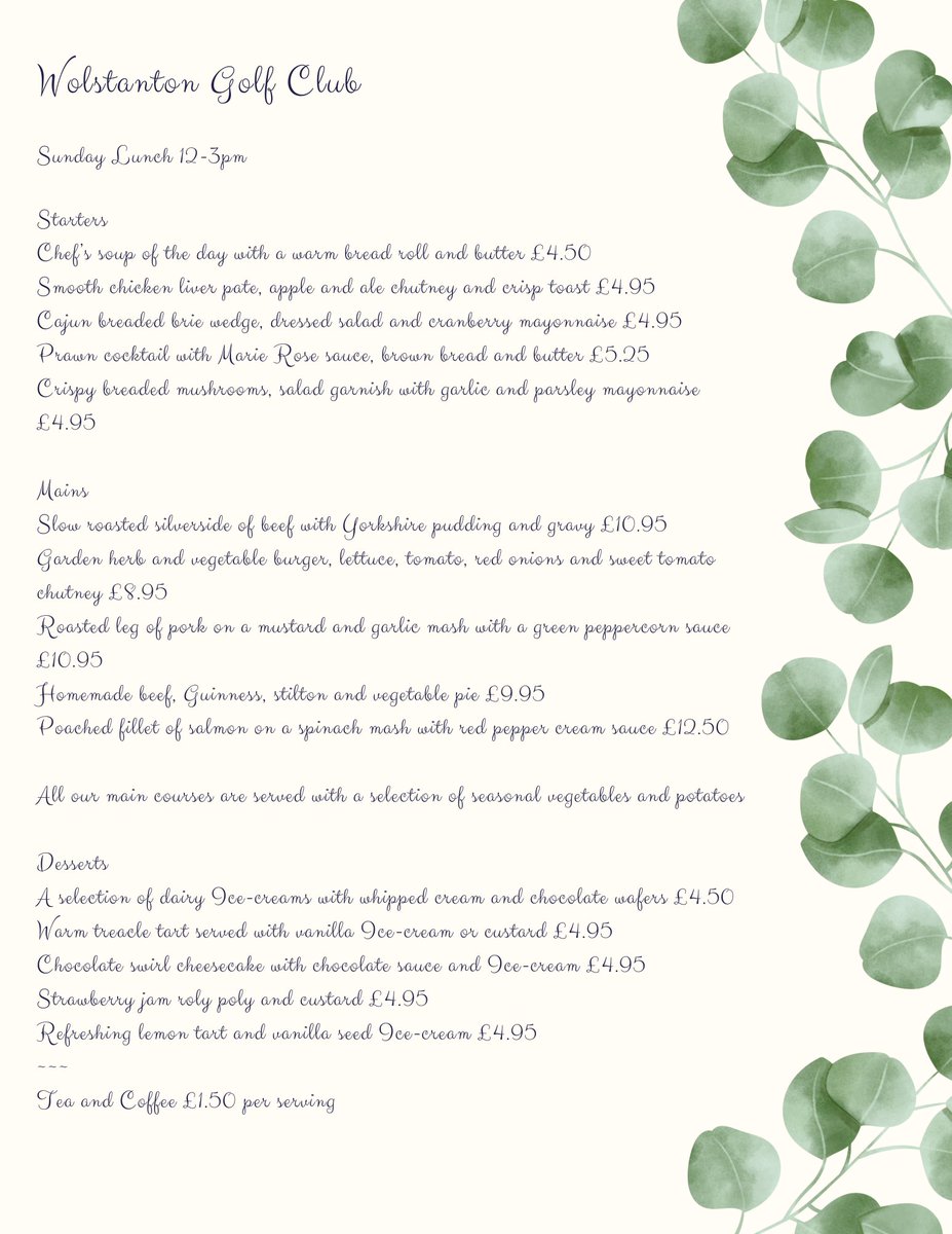 Enjoy Sunday lunch with family &amp; friends 😋🍻🥂 📩wolstantongolfclub01@btconnect.com  to book 🥰