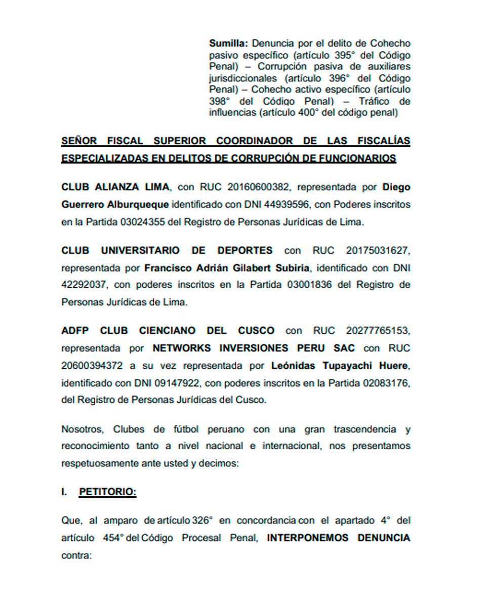 🚨 #ÚLTIMOMINUTO @Universitario 🟠, @ClubALoficial ⚪️🔵 y @Club_Cienciano  🔴 denunciaron penalmente a Juan Gustavo Varillas Solano, juez que otorgó  la medida cautelar a favor de Agustín Lozano.
