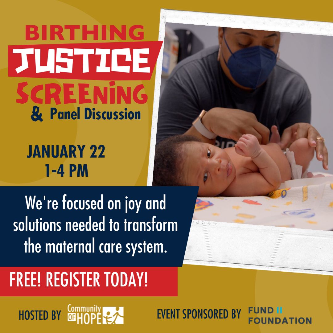 cohdc's tweet photo. Tomorrow is the big day—we're talking health equity and BABIES! Join Community of Hope for an exclusive screening of the new documentary, Birthing Justice, a panel discussion and light reception. https://t.co/OM1gWQEBNw