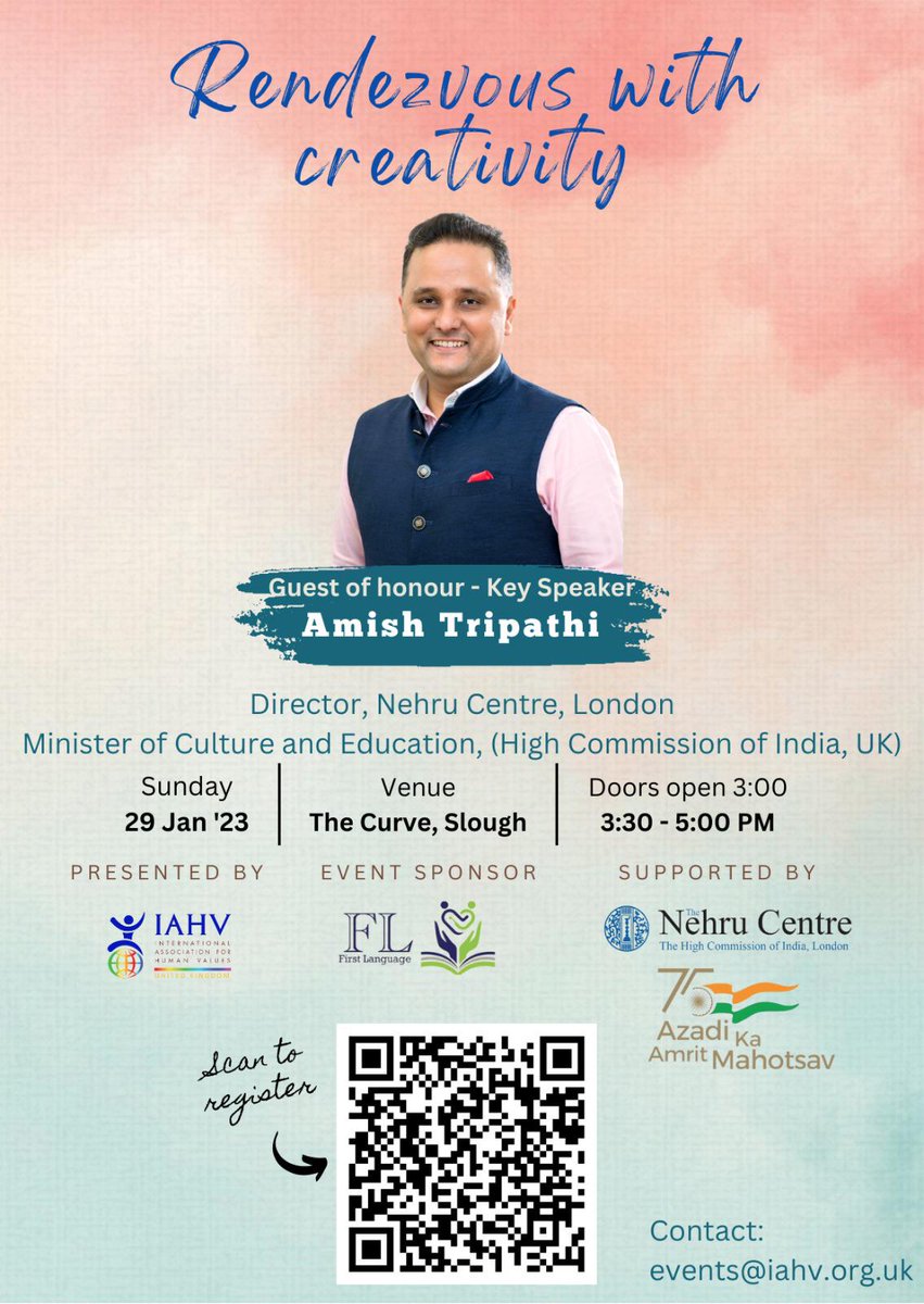 𝗟𝗼𝘃𝗲 𝘁𝗼 𝗥𝗲𝗮𝗱 / 𝗪𝗿𝗶𝘁𝗲 / 𝗣𝗲𝗿𝗳𝗼𝗿𝗺?

Meet 𝗔𝗠𝗜𝗦𝗛 𝗧𝗥𝗜𝗣𝗔𝗧𝗛𝗜, 𝗮𝗺𝗼𝗻𝗴𝘀𝘁 𝟱𝟬 𝗺𝗼𝘀𝘁 𝗜𝗻𝗳𝗹𝘂𝗲𝗻𝘁𝗶𝗮𝗹 𝗜𝗻𝗱𝗶𝗮𝗻𝘀  
Sunday 29th JAN 3:30 pm
The Curve, SLOUGH
tinyurl.com/iahv-rwc
Open to both children &amp; adults
events@iahv.org.uk