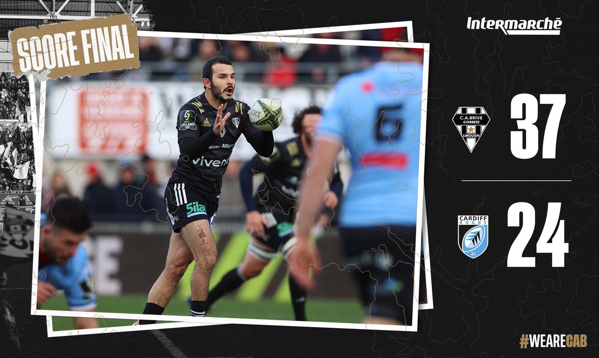 CABCLRUGBY's tweet photo. 𝐇𝐮𝐢𝐭𝐢è𝐦𝐞𝐬 𝐝𝐞 𝐟𝐢𝐧𝐚𝐥𝐞 𝐝𝐞 𝐂𝐡𝐚𝐥𝐥𝐞𝐧𝐠𝐞 𝐂𝐮𝐩 💫
Le CA Brive s'impose avec le bonus offensif face aux Gallois de Cardiff. Les Brivistes terminent cette phase de poules en inscrivant 5 essais ⚫⚪👏
#WEARECAB https://t.co/ltuOQTYhVg