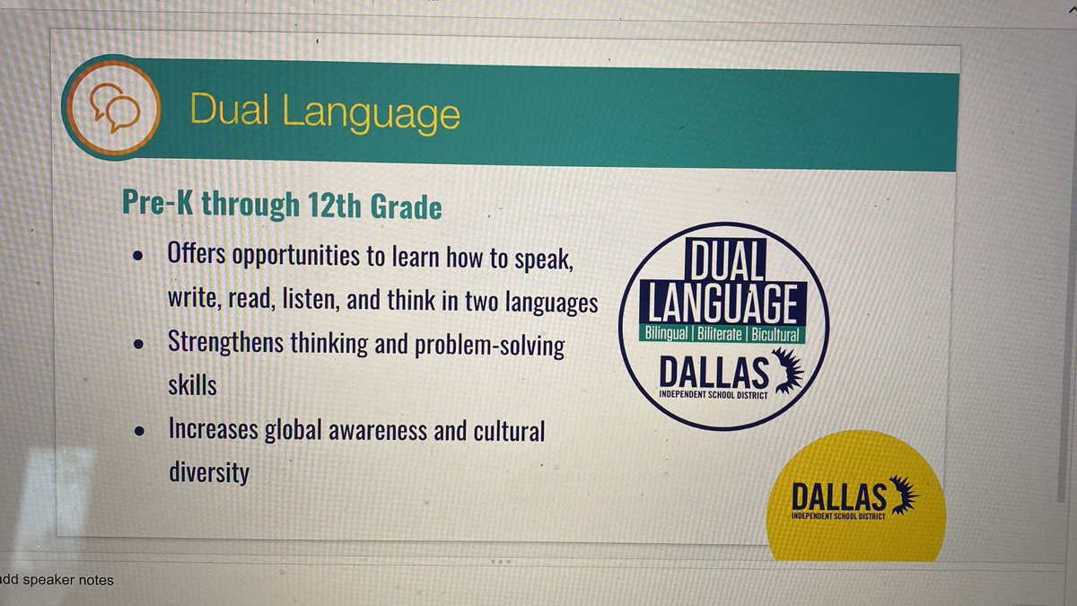 Promoting our PreK-12 @duallanguage program at Discover @dallasschools, and highlighting our pride and joy @STAGinPG. Great job @MrJCruz1! 