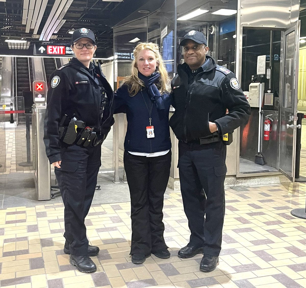 Out riding the subway today and meeting great #ttc employees like Jennifer.  <a href="/TPSOperations/">Toronto Police Operations</a> <a href="/TPAca/">Toronto Police Association</a> <a href="/TTChelps/">TTC Customer Service</a> <a href="/TPSMyronDemkiw/">Chief Myron Demkiw</a> <a href="/Ainslie_Ward24/">Paul Ainslie Ward 24</a> <a href="/TPS13Div/">13 Division</a> <a href="/OfficerRui/">Rui Simoes</a> <a href="/TDotsRicky/">Ricardo Araujo</a> <a href="/tpsJohnson/">Deputy Chief Rob Johnson TPS</a>