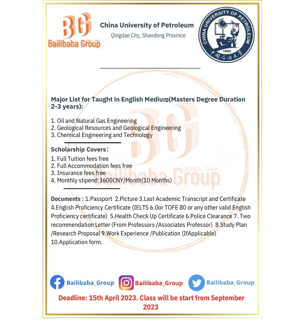 Bailibaba_Group's tweet photo. Nous sommes en collaboration direct ou indirect avec plusieurs universités Chinoises.🏫

📲Vous pouvez rejoindre notre groupe Whatsapp pour plus de renseignements   https://t.co/yhYzLgHySh https://t.co/IrcyuirkAO