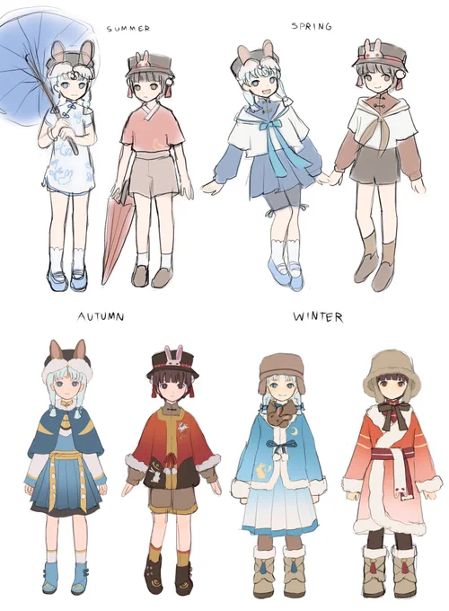 + winter clothing sketch and all seasons  Yuxi (语汐)  Jiyu (霁雨) 