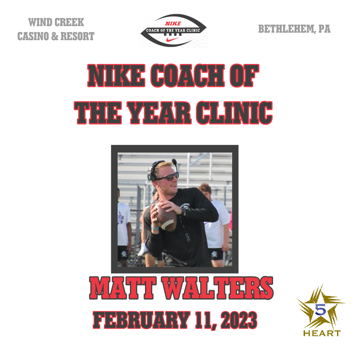 coy_nike's tweet photo. We welcome Head Coach &amp; Offensive Coordinator of East Stroudsburg South HS, @CoachWalters81 to the @coy_nike on February 11, 2023. Be sure to attend to hear Coach Walters speak on "Applying Analytics to Crucial Situations." #Nike #CollegeFootball https://t.co/a7dniTn9pH