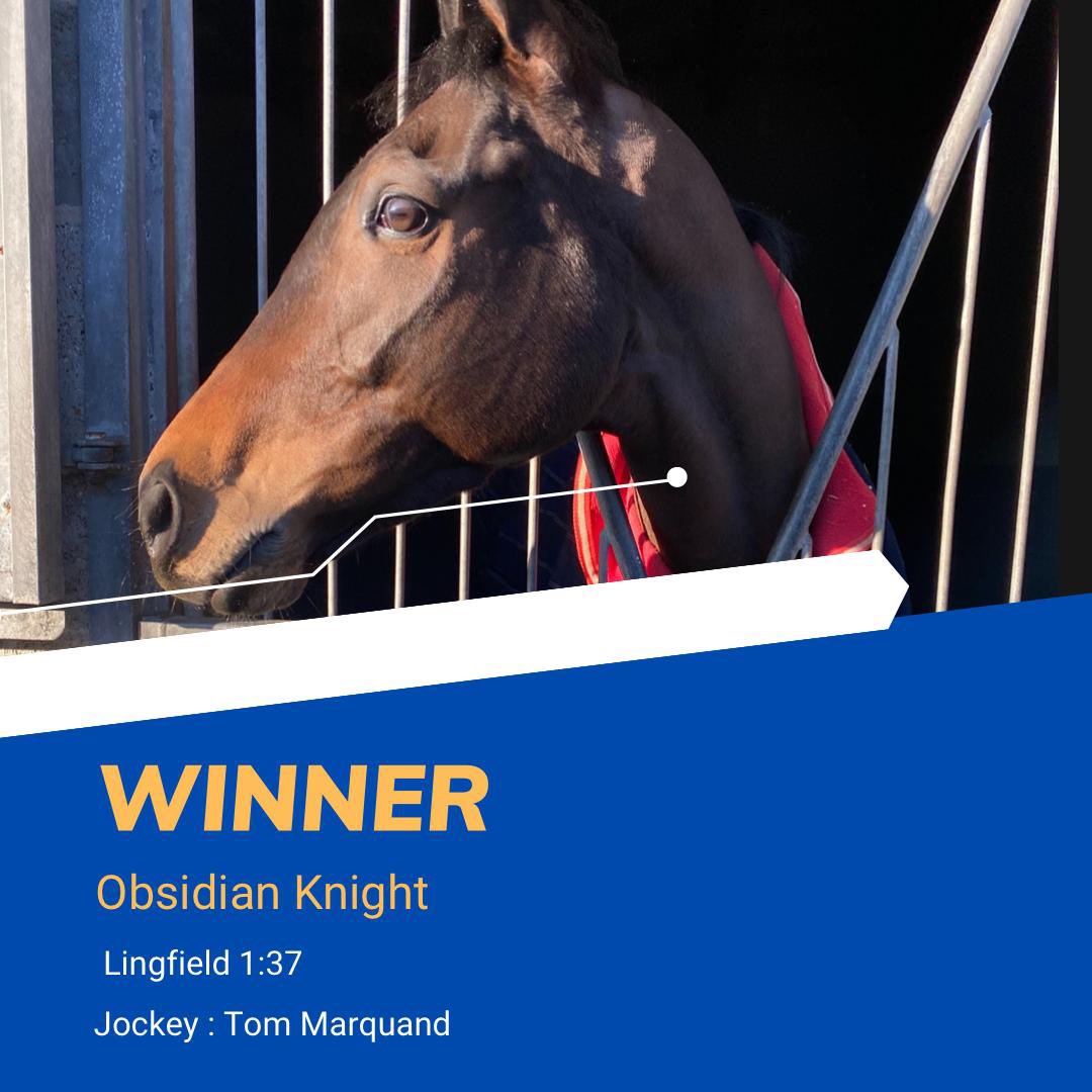 TJKentRacing's tweet photo. Winners! A double for the TJ Kent Team 🏆🐎

Obsidian Knight and Super Den under fantastic rides by Tom Marquand land our first double! Both horses have ran consistent races over there winter campaigns and deservedly get there success again today. 

Well done to all connections! https://t.co/tMQxEJ3qzE