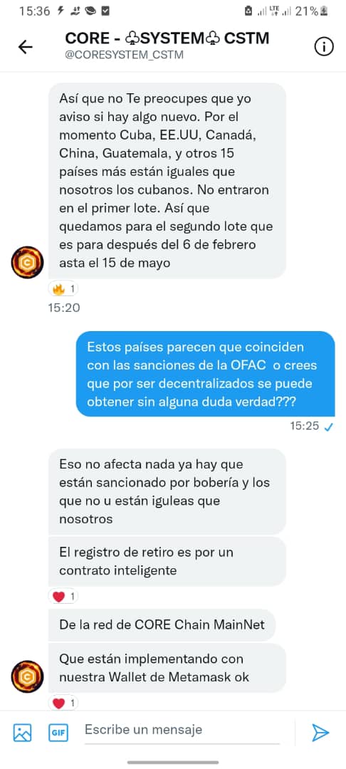 Lean esta información importante respecto a nuestros #CORE

No perdamos las esperanzas 😉

#mainet #CoreDAO #BTC #trx #usdt #Cuba