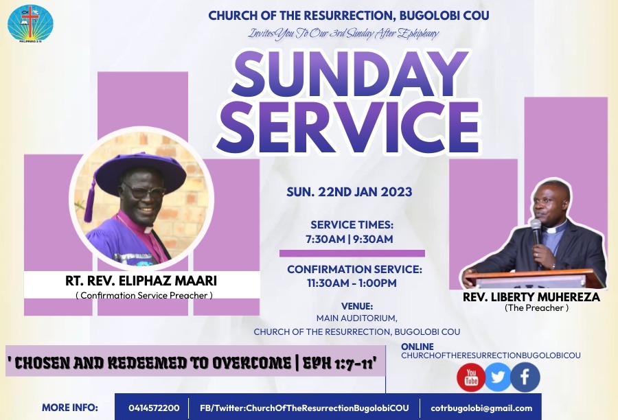 CBugolobi's tweet photo. Join us for our Sunday celebration services at 7:30AM and 9:30AM. Can't wait to celebrate Jesus Christ with you all.

Also important to note is that our 11:30AM service will be our #ConfirmationService 

Take note brethren.

Details are on the poster below. 👇👇👇👇👇 https://t.co/NAsznOmXql