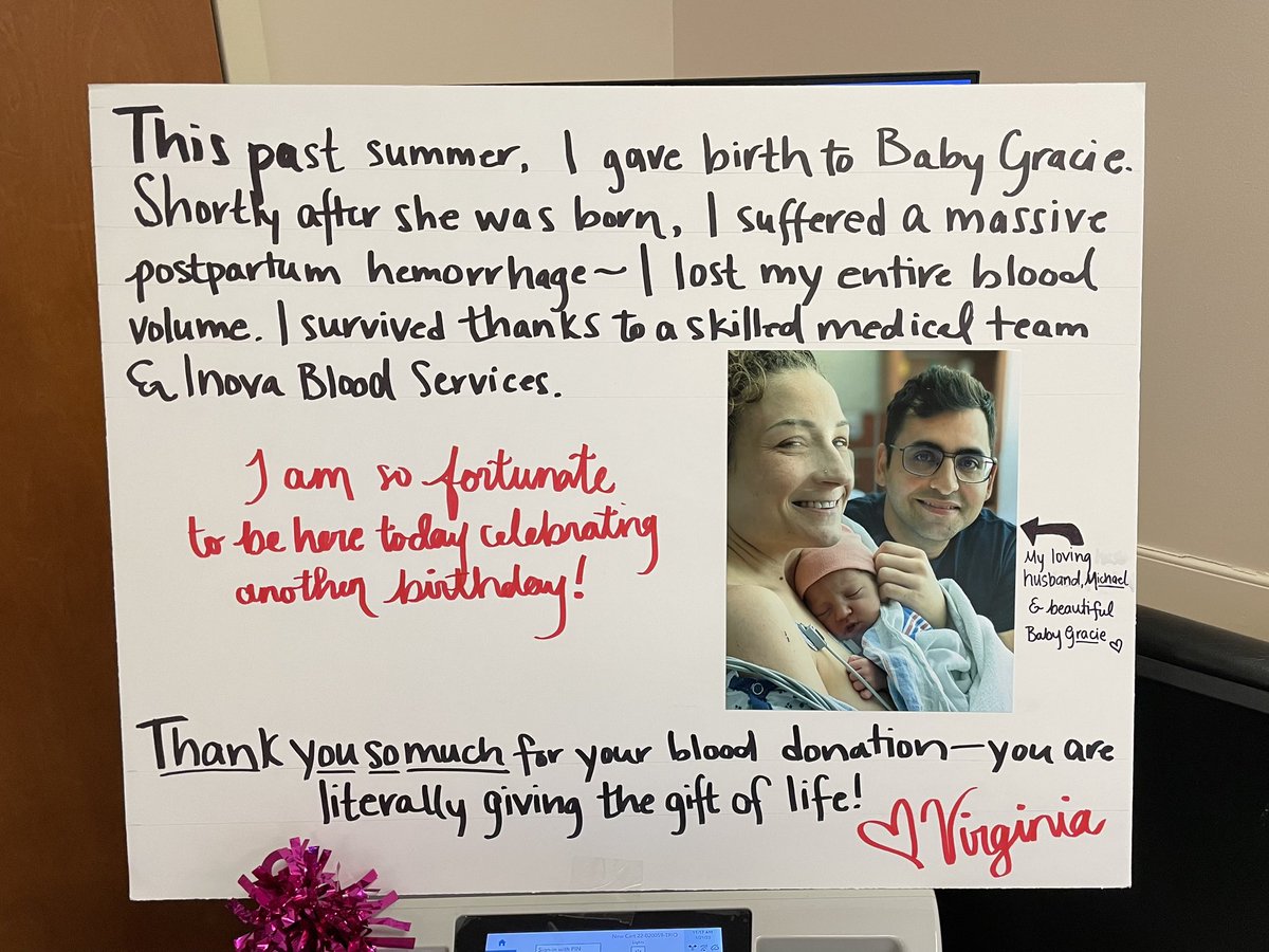 AlexisCarena's tweet photo. Donated blood at Virginia’s #blooddrive today. Her #accreta story is very similar to mine. Sharing patient stories like ours inspire others to #giveblood and save lives 🙌🩸
#accretahero 
#nationalblooddonormonth https://t.co/QZXREbJdK2