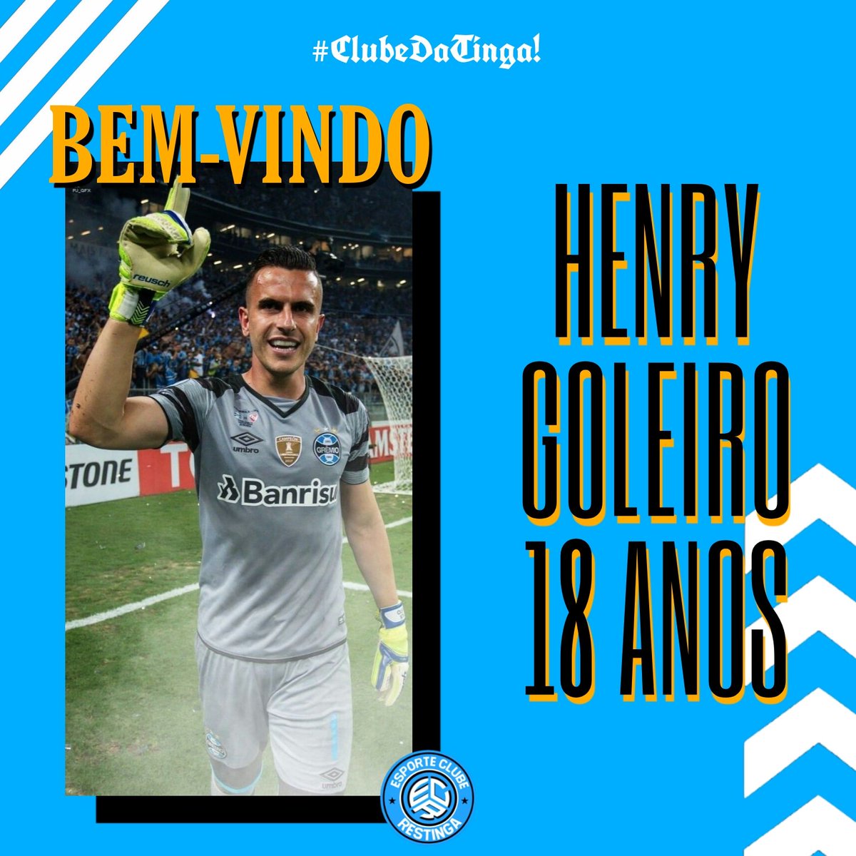ECRestinga's tweet image. 𝐒𝐞𝐣𝐚 𝐛𝐞𝐦-𝐯𝐢𝐧𝐝𝐨, 𝐇𝐞𝐧𝐫𝐲! 🦁💙🤍

O novo goleiro celeste! Que tenha êxitos com o manto do #ClubeDaTinga.

🧤🦁💙🤍 #VamosTinga
