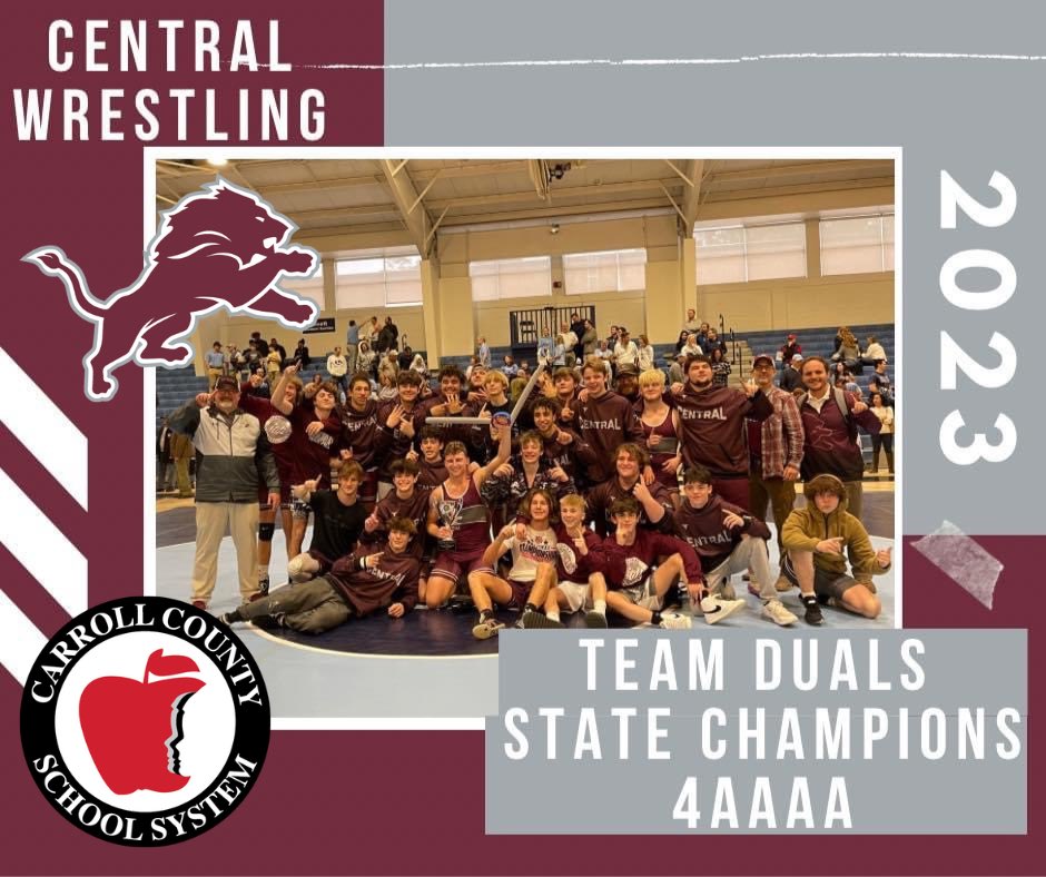 carrollschools's tweet image. Congratulations to Central Lions Wrestling on their 4AAAA Team Duals State Championship! #24STRONG #LionStrong