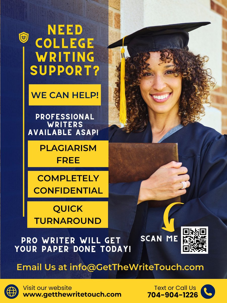 _TheWriteTouch's tweet image. Need an essay or paper? We can help! 📝 txt 704-904-1226 for a free quote !
