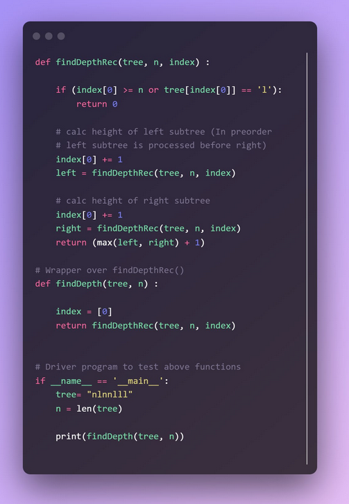 PeterVeldhuiz's tweet photo. Peter Veldhuizen Sydney - Day 48 of #100DaysOfCode ✅
Today I
➡ revised the bin. Trees
➡ did some basic questions on it
like -Calculate the depth of a full Binary tree from Preorder #code #webcode #webdev #javascript https://t.co/k1VZXULRi2