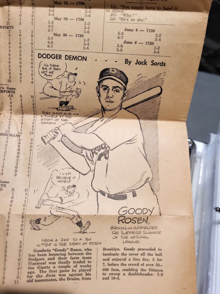 #ClovisAFB newspapers sports page featuring a picture of #HarryTruman throwing out the first pitch of the 1946 season. Also a history #BrooklynDodgers #GoodyRosen the #DodgerDemon.

#BaseballHistory.