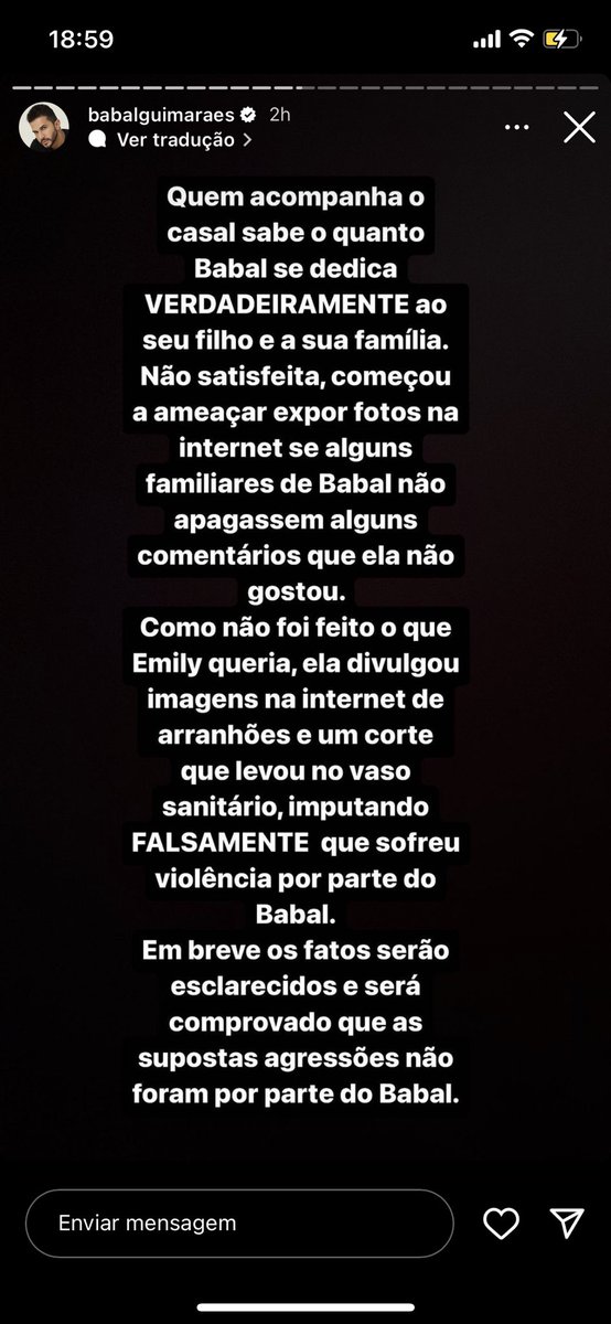 fofocanosite's tweet photo. Babal Guimarães mostrou algumas conversas de WhatsApp com a Emily Garcia e publicou uma nota de esclarecimento. https://t.co/fvVmxK3miI