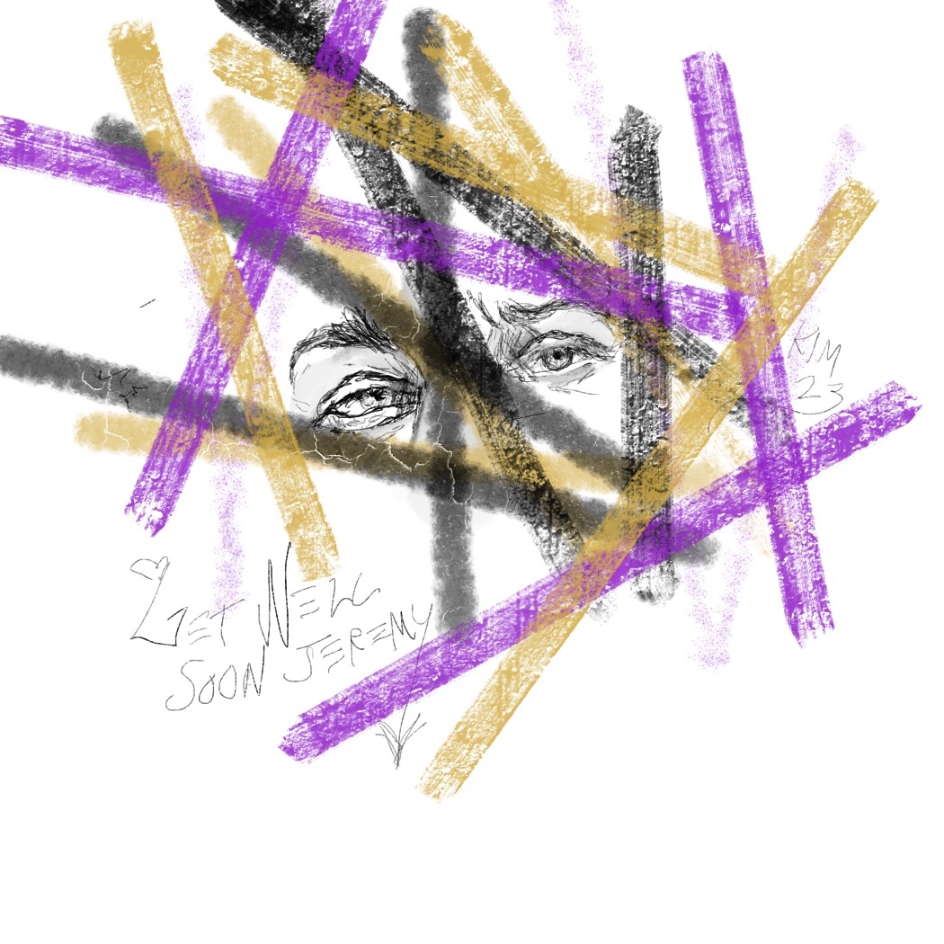 skmetalle's tweet photo. So happy to hear #JeremyRenner is on the mend. Sending you healing vibes and strength @JeremyRenner
💜🙏❤️🩹🙏💜 Get well soon!
#fanart #hawkeye #jeremyrenner #clintbarton #getwellsoonjeremy #mcu https://t.co/zlqwAANUhW