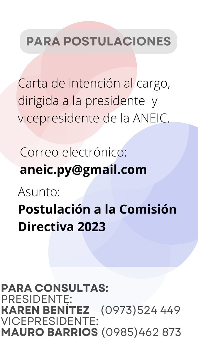 La ANEIC te invita a ser miembro de la CD-2023, queremos seguir creciendo y que seas parte.
Anímate a postular! 👏🏻