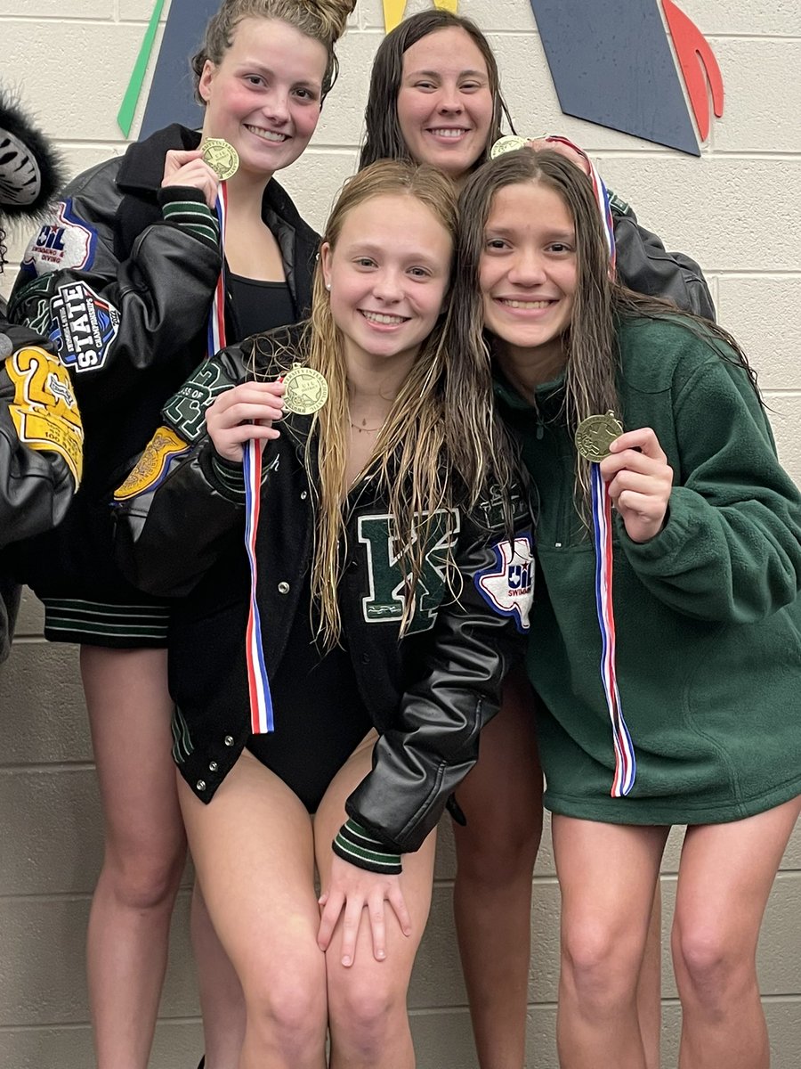 5A District 16 Championships-400 Free Relay- Speed Queens finish off an incredible day of swimming with a win. Dove, Alcala, Solomon, and Amos👸👸👸👸<a href="/HumbleISD_KPHS/">Kingwood Park HS</a>