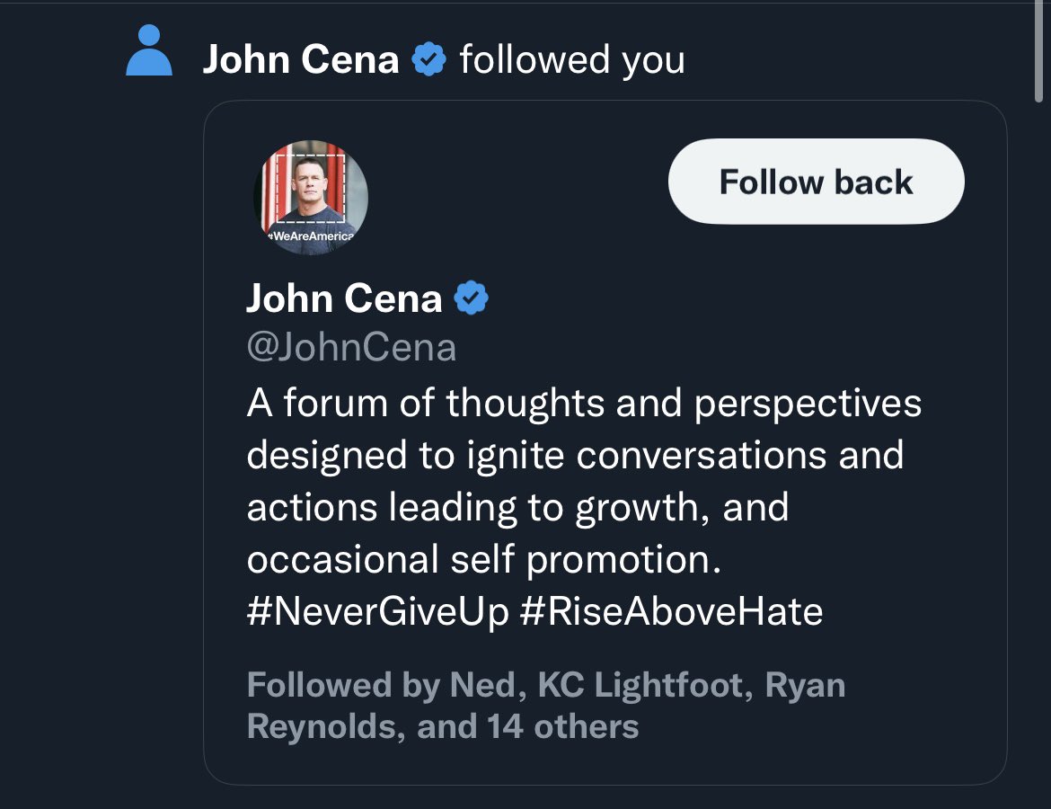 I have no words. I feel like I’ve won an award <a href="/JohnCena/">John Cena</a> 👋🏻