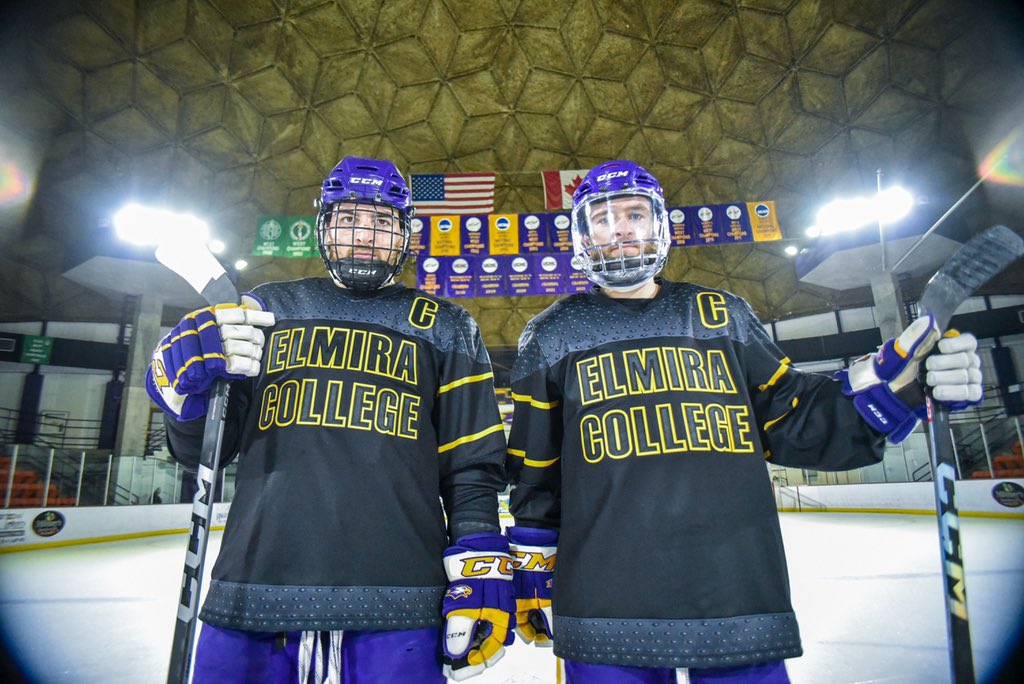 ECSoaringEagles's tweet photo. #Repost @elmiramhky
ใปใปใป
We honor 50 years of Elmira College Menโs Hockey tonight with these threads. #50Years #RollBlack https://t.co/6zSUfDucEG