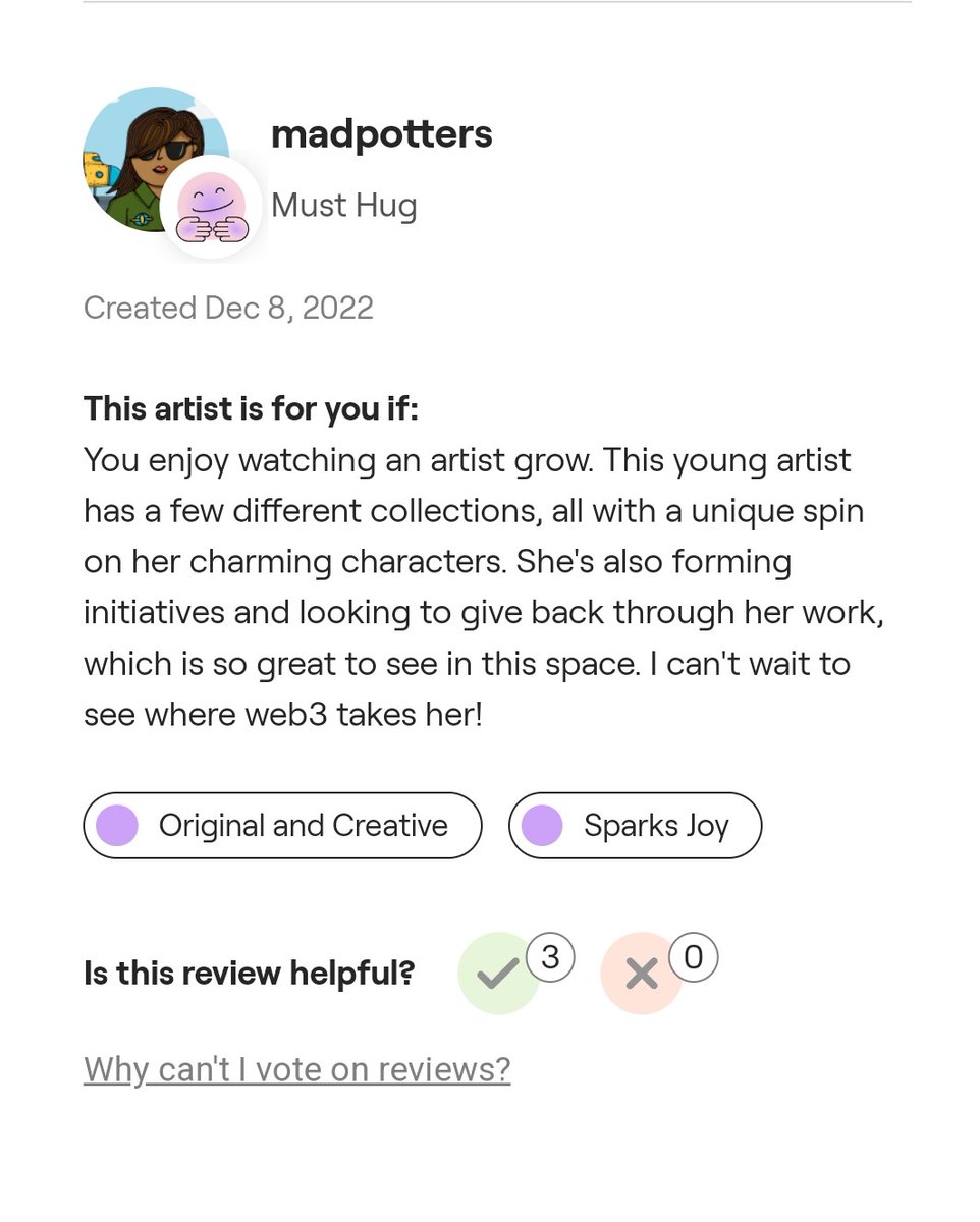 #NationalHugDay seems like a great day to announce that we claimed Eden's artist profile with the @thehugxyz  Thank you for this wonderful opportunity!! Thank you also to <a href="/Satisfied_cat/">Lindsay McGowan AKA Penny Cat</a> <a href="/sourpowww3r/">Sour 💥 Power</a> and <a href="/EeraNarsimulu/">MadPotters</a> for the great reviews.